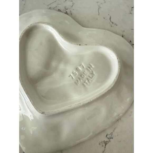 Vtg Blue HEART SHAPED Trinket Plate Dish  MADE ITALY Valentines Cottagecore - Picture 4 of 5